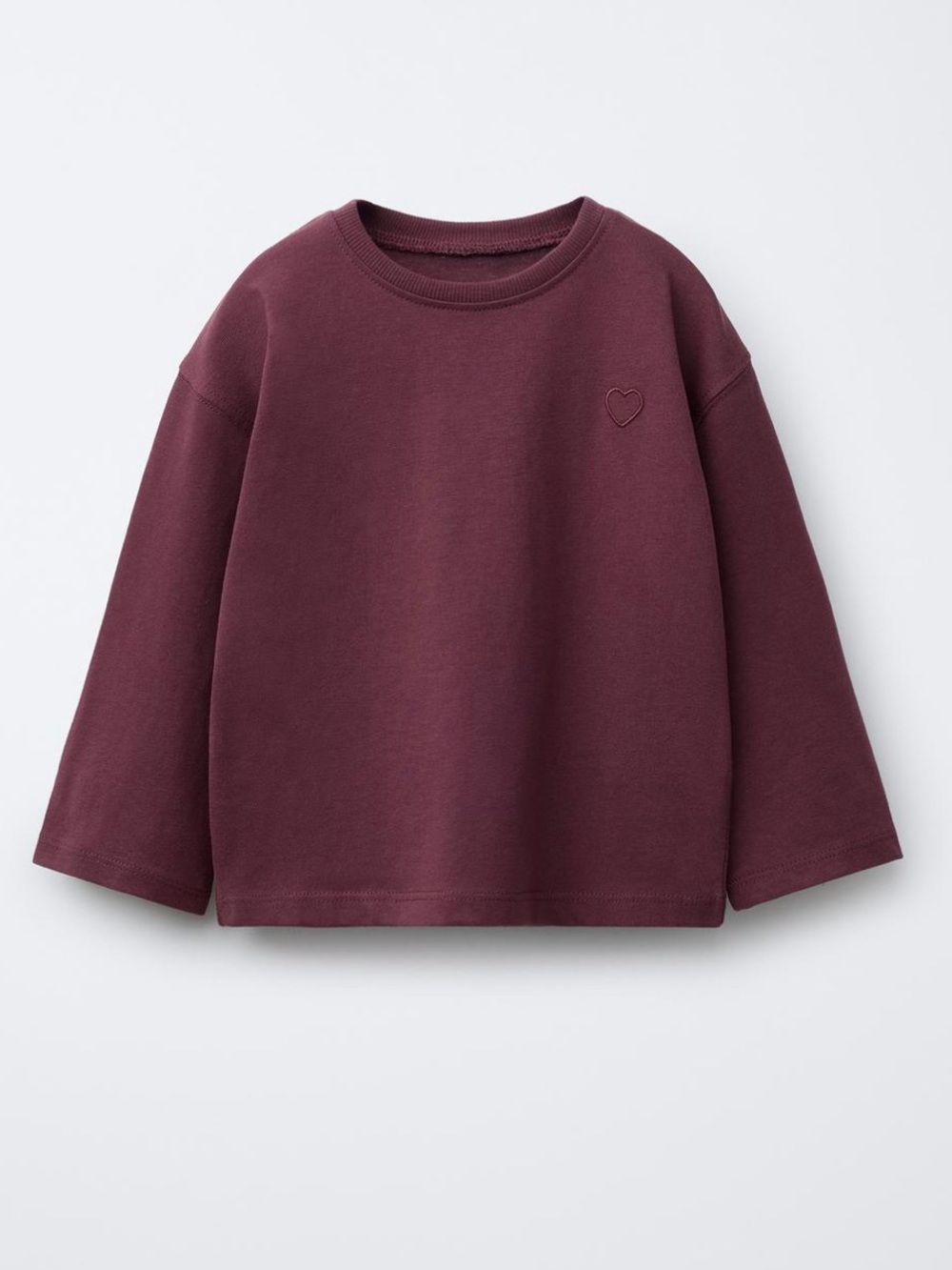 Zara Kids Long Sleeve Crewneck Top in Plum